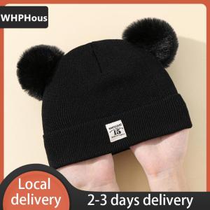 [COD] WHPHous Ship within 24 hours Cute Winter Hat Solid Color Wool Knitted Bonnet Bebe Newborn Baby Hat Pompom For Kids Boys Girls Children Warm Cap