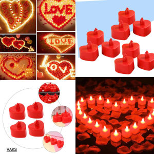 Combo 10 đèn NẾN TRÁI TIM màu ĐỎ điện tử nhỏ lãng mạn LED cầu hôn đạo cụ đèn trang trí tiệc cưới sinh nhật