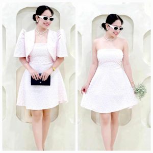 nica Modern Filipianiana Tube Dress with Bolero Set Terno   xs to medium  classy and elegant timeless classic  timeless piece casual office or party classic piece super kapal ng tela hindi kayo magsisi our aim is to produce quality clothes premium fabri