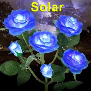 5 Head Solar Rose Flower Lamp Solar LED Garden Decorative Light Waterproof Outdoor Landscape Lights