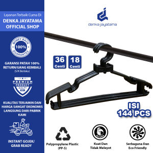 Isi 144 Pcs Hanger Gantungan Baju Celana Laundry Serbaguna Plastik Dewasa Dan Anak 36x18 Warna Hitam