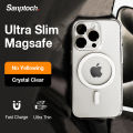 [Ultra Slim]Sanptoch Magsafe Crystal Clear Phone Case 13 / 12 Pro Max Non-yellowing Transparent PC Cover For iPhone 16 15 14 Plus Thin & Light Protection Casing. 