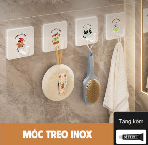 Combo 4 Móc dán tường chịu lực siêu dính màu trắng lắp đặt không cần khoan tặng kèm keo dán