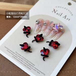 HBESTY Diamond snake nail art jewelry Internet celebrity flash alloy three-dimensional love nail drill finger crystal glass nail art jewelry