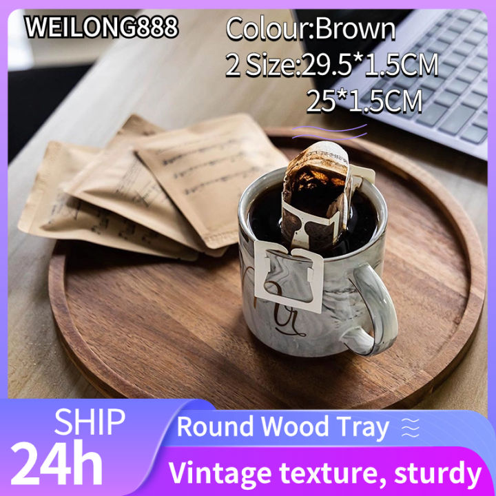 Round Wood Tray for Coffee Table Small Wooden Serving Tray Decorative