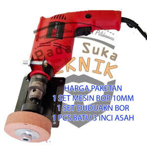 Paket Batu GC Duduk + Dudukan Meja Bor + Poles Roda Grinda Gurinda Gerinda Set Listrik