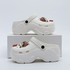 [Free Shipping] Fashionable lightweight breathable casual large-face dog high-heeled clogs for women new versatile model suitable for students can be worn outside half-slippers for men
