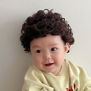MAGIC สังเคราะห์สังเคราะห์สังเคราะห์ วิกผมเด็ก น่ารักน่ารักๆ ขนปุยฟู ผมหยิกสั้น อุปกรณ์เสริมผม ระบายอากาศได้ระบายอากาศ ชิ้นส่วนผมทารก เด็กวัยหัดเดิน