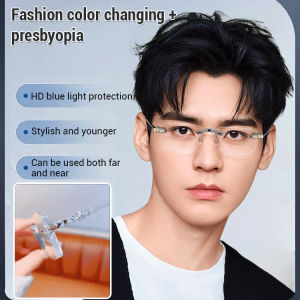 Presbyopia Glasses Rimless Ultra Clear Intelligent Comfortable Daily Elderly Eye Protection/Zoom Color Changing/Long Time Use/Electronic Devices