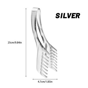 ⭐️【Local Warehouse】Kitchen Food Tongs Stainless Steel Color Comb Type Meal Clip Non Stick Cookware Salad Beef Buffet Clamp Home Accessories