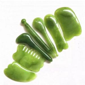 7Pcs Alat Pijat Wajah Gua Sha Gua Sha Board Batu Jade Giok Asli Alami Massage Massager Stone