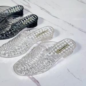 [Free Shipping] Thick-soled closed-toe slippers for women fashionable non-slip wear-resistant comfortable hollowed-out breathable plastic slide sandals for summer