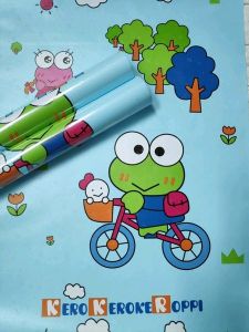 Wallpaper Stiker Dinding Untuk Dekorasi Kamar Tidur Anak Ruang Tamu Motif Karakter Kartun Keroppi Bahan Pvc Sudah Ada Lem Ukuran 100cm
