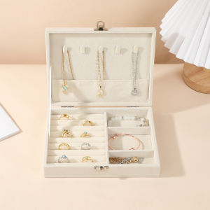 Double Layer Jewelry Box With Lock Leather Jewelry Storage Box Ring Ear studs Watch Necklace Jewelry Organizer