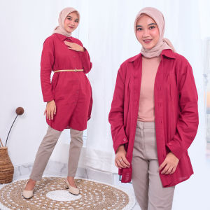Hannah Kemeja Katun RAMI BAHAN LINEN XXL Kotak Jumbo Size (N9)