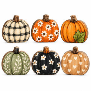 Popular Halloween wooden pumpkin ghost and black cat ornaments   Holiday decorations for the rooms tabletop   Wooden crafts
