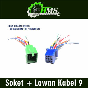 Soket + Lawan Kabel 9 - Kabel Socket Fitting Cop Konektor Untuk Sambung Kabel 9 Pin Skun