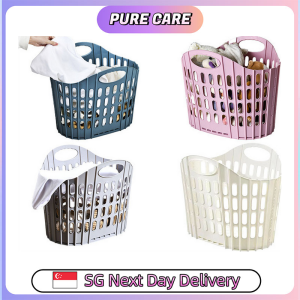 【Pure Care】 Hollow Laundry Basket | Portable Plastic Clothes Storage Hamper with Handles