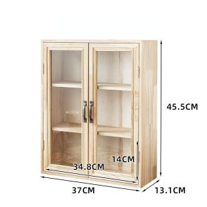 Free shipping✿windsing✿ vintage style storage cabinet with doors 23 tier cupboard Glass & wood storage cabinets with doors cosmetic Cup toy organizer for desktop