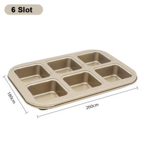 Square Cake Mould 6 Cup Non Stick Baking Pan Carbon Steel Baking Tray Mini Bread Burger Cupcake Mold Loyang Kek