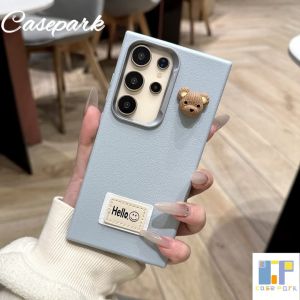 Casepark เคสหนังสำหรับ Samsung S24 S23 S23FE เฉียบ A11มาก A12 A13 A14 A15 A22 A32 A52 A23 A06 A33 A55 A35 A16 A53 A73 A34 A24 4G 5G 3D DIY สีสันการ์ตูนหมีน่ารักย้อนยุคเรียบง่ายสไตล์เคสหนัง S