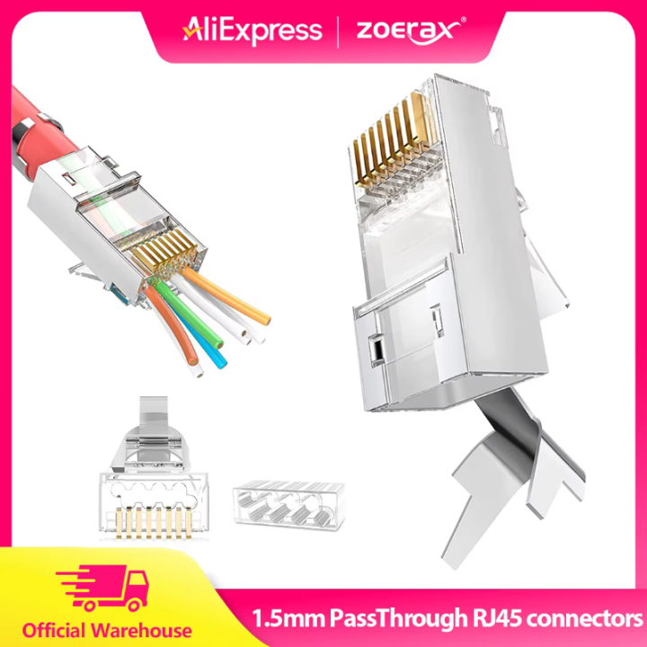 A Boutique ZoeRax 10/30/50PCS RJ45 Cat7 Cat6A Pass Through connectors ...