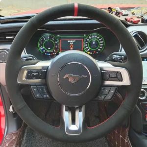 Kaly Hand Stitched Sports style non-slip Genuine Leather Car Steering Wheel Cover For Ford Mustang 2015-2021 Mustang GT 2015-2021 2Z6B7