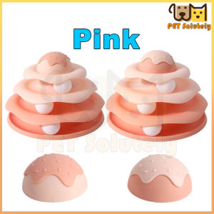 Mainan Kucing Bola Putar Lucu Interaktif Cat Toys Circular Lucu Motif Cake Tower Toy 3 Lapis