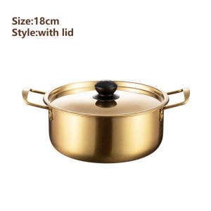 Korean Ramen Pot Stainless Steel Instant Noodle Pot Korean Ramen Noodles Pot Induction Cooker Double Ear Soup Pot With Lid