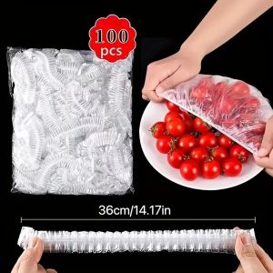 17 MILE Disposable Food Cover Saran Wrap - Food Grade Fruit Vegetable Storage Bag - Elastic Plastic Bag Kitchen Fresh Keeping Bag