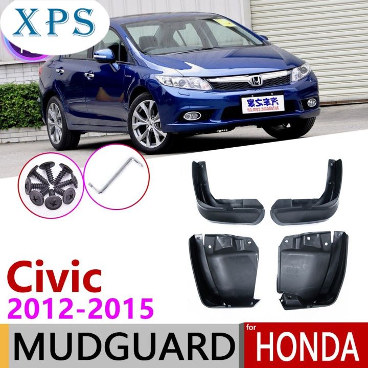Fits 2012-2015 Honda Civic Sedan & Coupe Set Of 4 Splash Guards – Front & Rear Mud Flaps, Bolt-On Kit W/Hardware