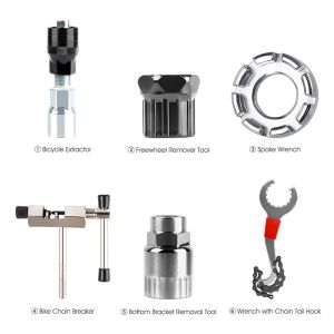 Bộ 6 Dụng Cụ Tháo Líp Xe Đạp Tiện Lợi-Bộ phận ngắt xích Bánh đà Tẩy phục tay quay Cờ lê kéo MTB Xe đạp đường