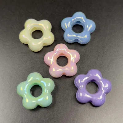 Veeds 5 Pcs Bubble Flower Assorted Bead 20mm Pastel Big Hole DIY Beads Art and Craft