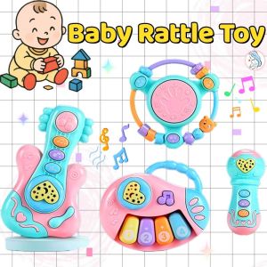 Baby Rattle Toy Hand Drum & Rattle Toy Cartoon Pattern Sound Music Developmental Toy Newborn