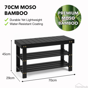 Homehub Bamboo Shoe Bench Rack With Seat Outdoor Changing Stool Corridor Hallway Entryway Shoes
