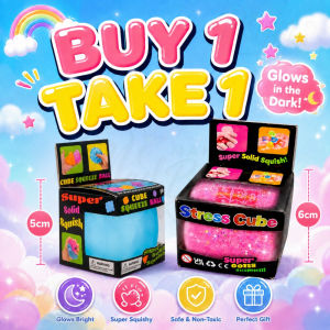 BUY 1 TAKE 1 Glow in the Dark Cube Squishy Fidget Toy 6cm Soft Squeeze Stress Relief Snowflake 5cm Non-Toxic Stress Relief Sensory Toy for Kids Hand Exercise Improve Focus Birthday Gift Squishy Toy COD