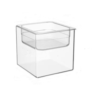 OUTOPEN Trong suốt Bể cá hai lớp Nhựa Khối lập phương Bát nước cho mèo Đa chức năng Không dễ vỡ Bát uống nước cho mèo Phòng khách