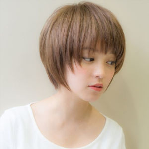 Wig girl short hair temperament oblique bangs soft girl short straight hair