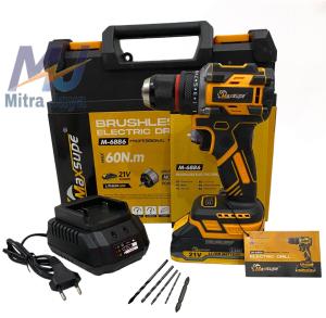 Maxsupe M-6886 Mesin Bor Baterai Brushless 21V Bor Cas Murah Dengan Variable Speed Untuk Memasang Baut dan Bor Dinding