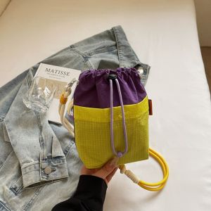 CHANBAEK Shoulder Strap Small Drawstring Bucket Bag Quick Drying Nylon Water Bottle Holder Universal Front Pocket Crossbody Water Bottle Bag Walking