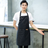Kitchen Cooking Apron Chef Women Men Apron with Front Pocket 围裙 Adjustable Waterproof Thickened Apron Barista Apron