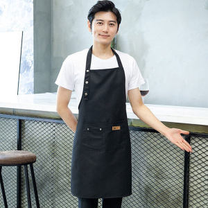 Kitchen Cooking Apron Chef Women Men Apron with Front Pocket 围裙 Adjustable Waterproof Thickened Apron Barista Apron