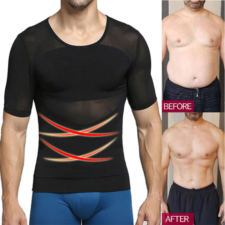 Men Compression Seamless Slimming Waist Trainer Tops Control Tummy Hide