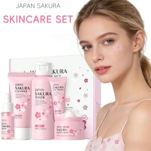 LAIKOU Sakura 5pcs Skin Care Kit Cleanser Toner Serum Eye Cream Essence Cream Moisturizing Beauty Gift For Women 2026