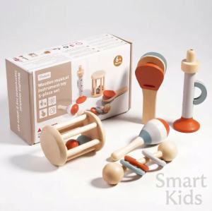 [SG STOCK]5Pcs Baby Wooden Musical Rattle Set Montessori Sensory Shaker Toy for Infant 6 Months+