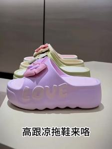 New Summer Outdoor Height-Increasing Thick-Soled High-Heel Slippers For Women Fashionable And Versatile For Home Use Non-Slip Bathroom Bowknot Sandals For Women