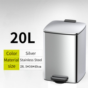 20L trash can foot-operated stainless steel office commercial kitchen living room household with lid
