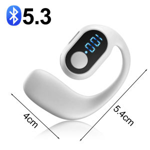 Bluetooth 5.3 Wireless Ear Hook Earphones Single Mini LED Display HD Calling Mic Earbuds Noise Cancelling Sports Clip-On Headphones