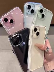 Luxury 2 IN 1 Transparent Candy Phone Case For iPhone 16 11 12 13 14 15 Pro Max Plus Clear Shockproof Bumper Back Cases Cover