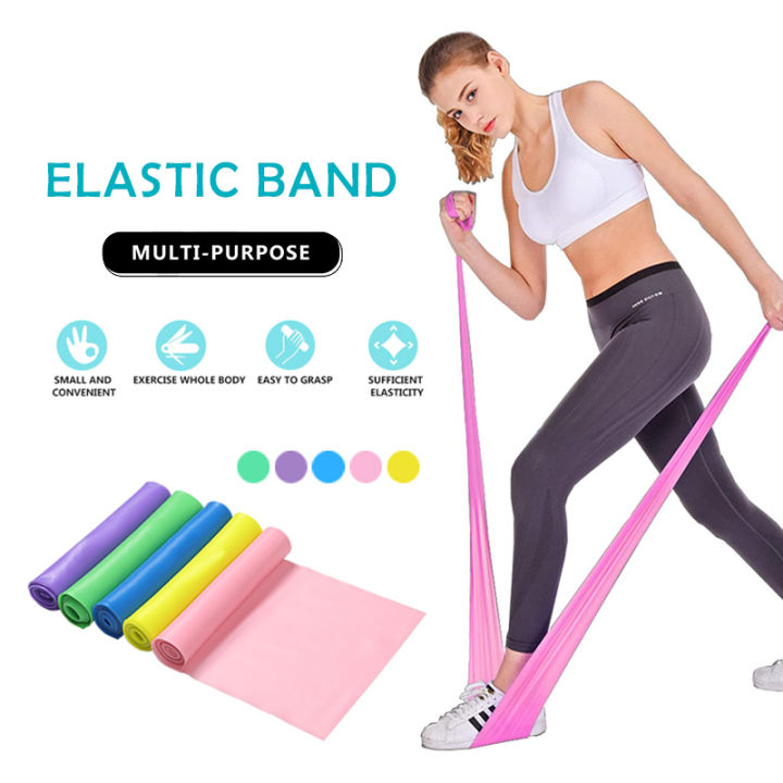 Yoga Pilates Stretch Resistance Band Exercise Fitness Band Training Elastic Exercise  Fitness Rubber 150cm natural rubber Gym